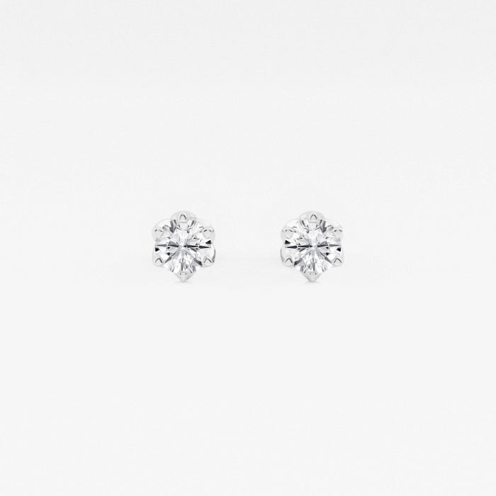 1/2 ctw Round Lab Grown Diamond Six Prong Flower Petal Solitaire Stud Earrings
