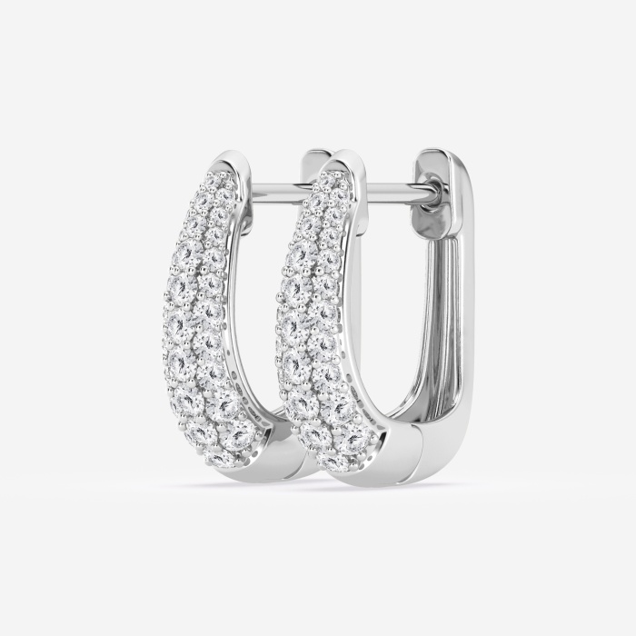 1/2 ctw Round Lab Grown Diamond Tapered Petite Hoop Earrings