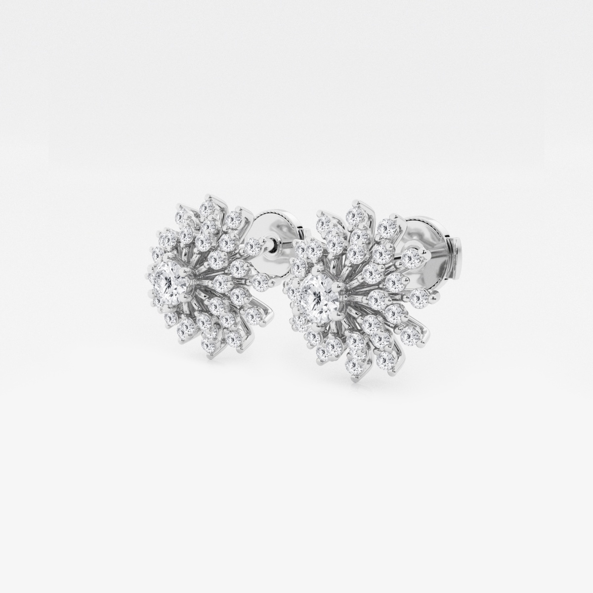 Additional Image 1 for  1 ctw Round Lab Grown Diamond Sunburst Fashion Earrings