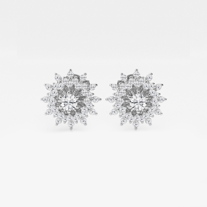 1 ctw Round Lab Grown Diamond Sunburst Fashion Earrings