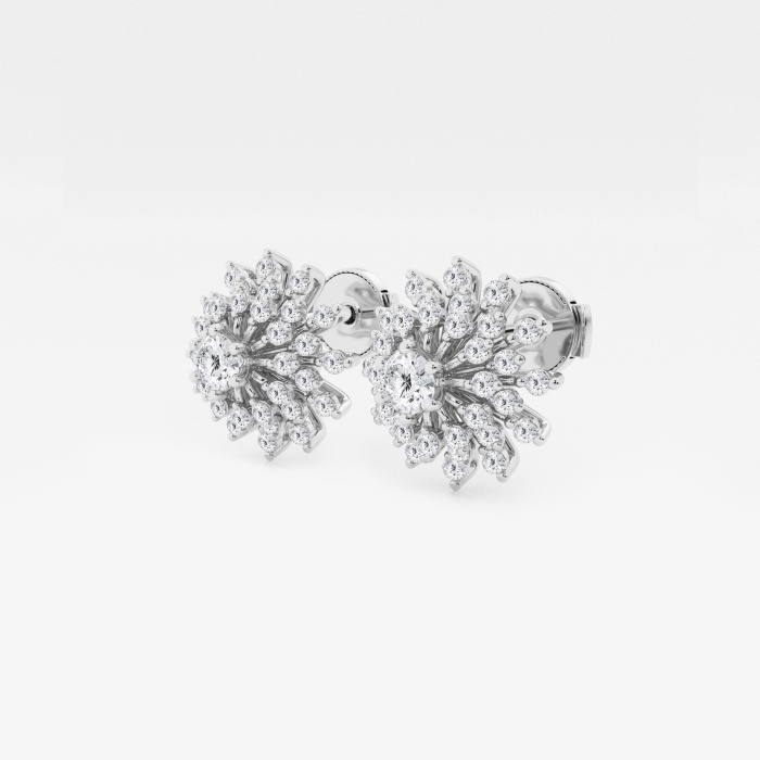1 ctw Round Lab Grown Diamond Sunburst Fashion Earrings