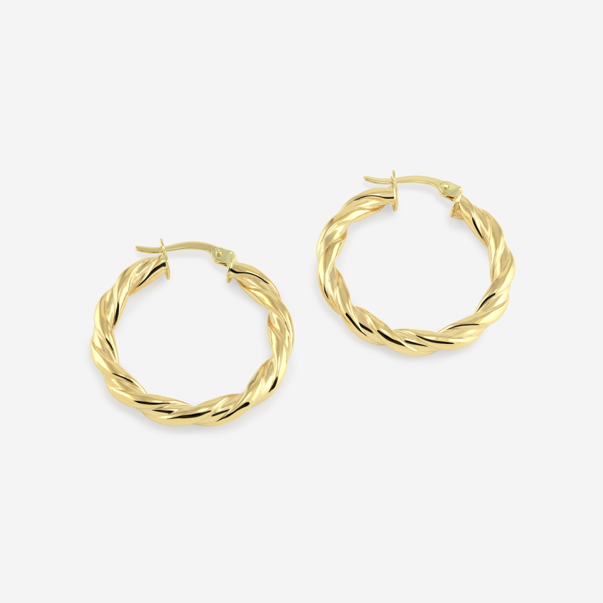 Twisted Round Hoop Earrings - 20mm Diameter