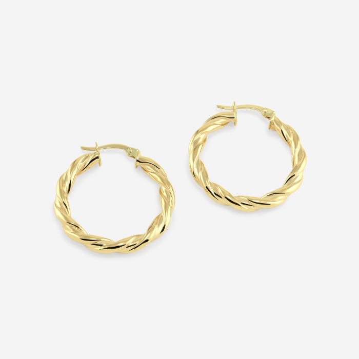 Twisted Round Hoop Earrings - 20mm Diameter