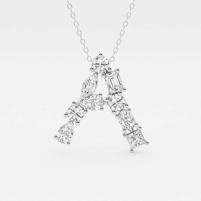 1 3/4 ctw Mosaic Multi-Shape Initial A Fashion Pendant