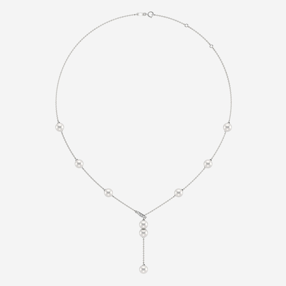 Additional Image 3 for  6.5 - 7.0 mm Cultured Freshwater Pearl and 1/8 ctw Lab Grown Diamond Lariat Fashion Necklace