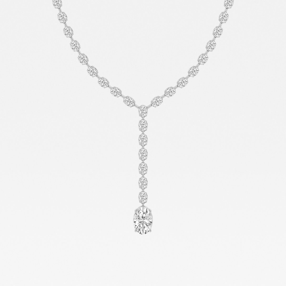 17 ctw Oval Lab Grown Diamond Lariat Tennis Necklace
