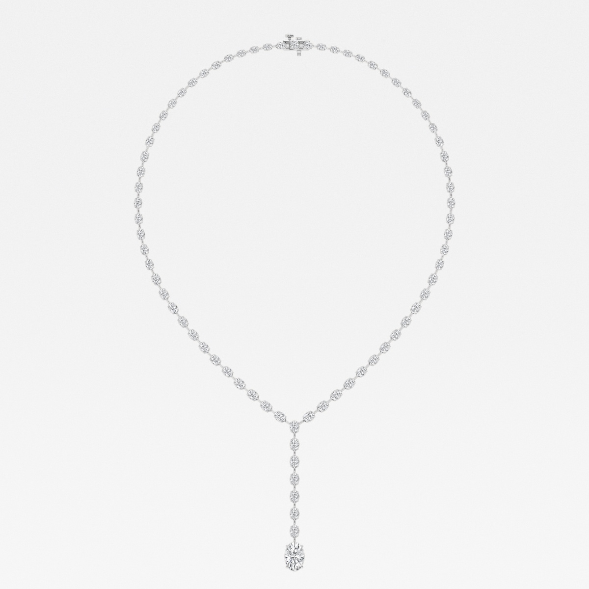 Additional Image 3 for  17 ctw Oval Lab Grown Diamond Lariat Tennis Necklace