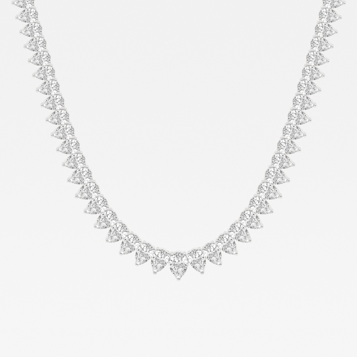21 1/2 ctw Pear Lab Grown Diamond Graduated Tennis Necklace