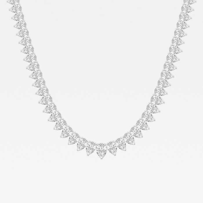 21 1/2 ctw Pear Lab Grown Diamond Graduated Tennis Necklace