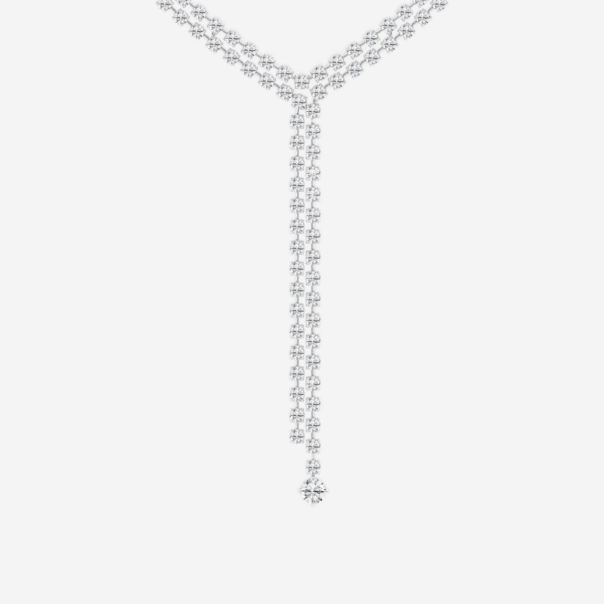 25 ctw Round Lab Grown Diamond Double Row Lariat Fashion Necklace