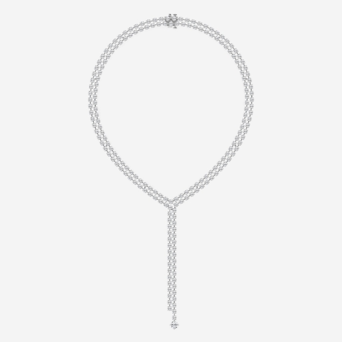 25 ctw Round Lab Grown Diamond Double Row Lariat Fashion Necklace