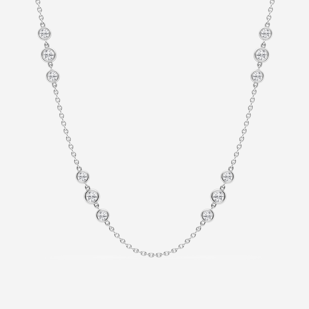 5 ctw Round Lab Grown Diamond Station Fashion Necklace