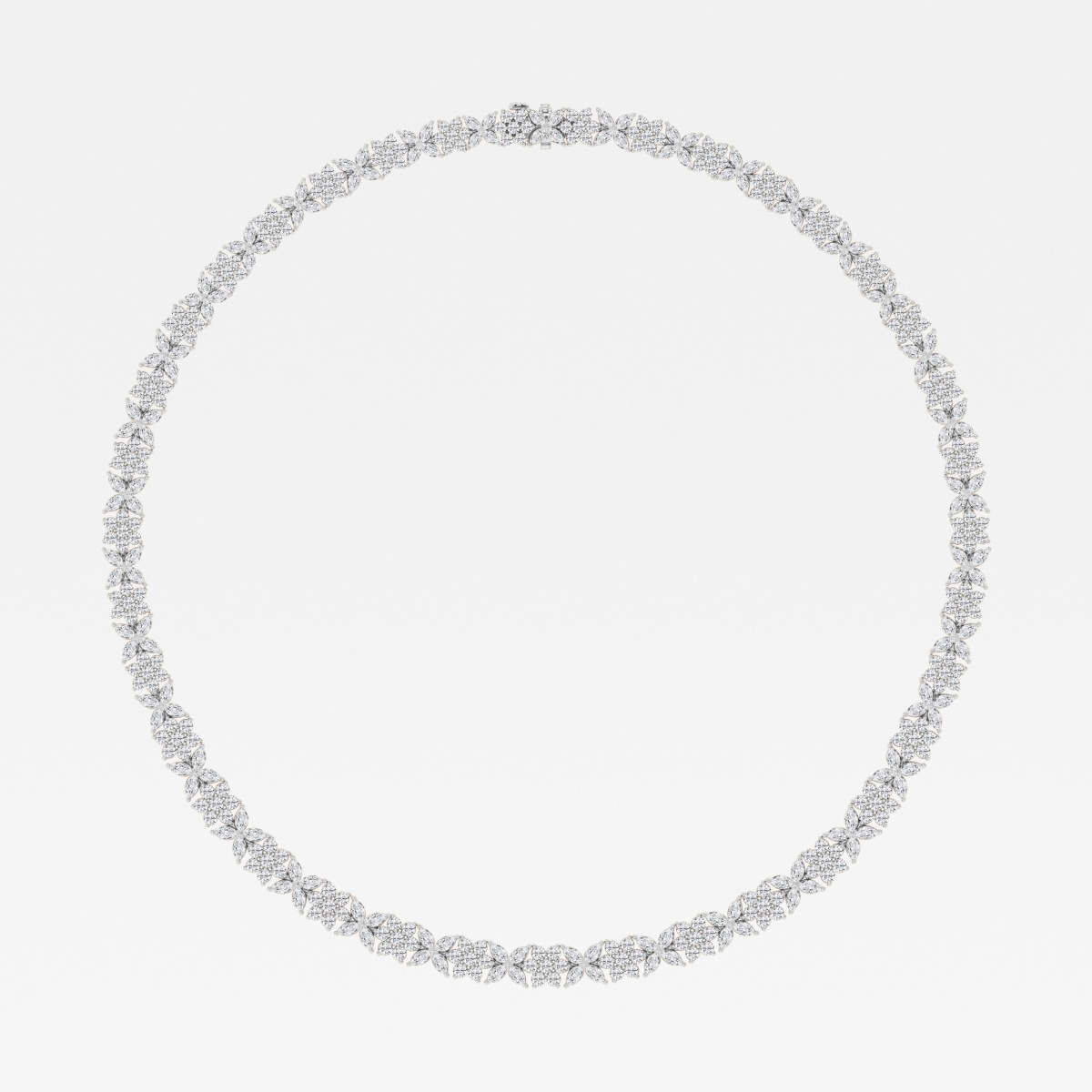 Additional Image 3 for  20 ctw Marquise Lab Grown Diamond Floral Tennis Necklace