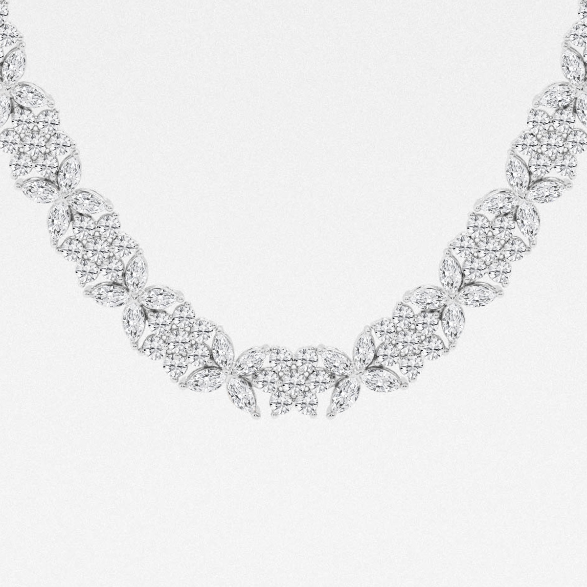 Additional Image 1 for  20 ctw Marquise Lab Grown Diamond Floral Tennis Necklace