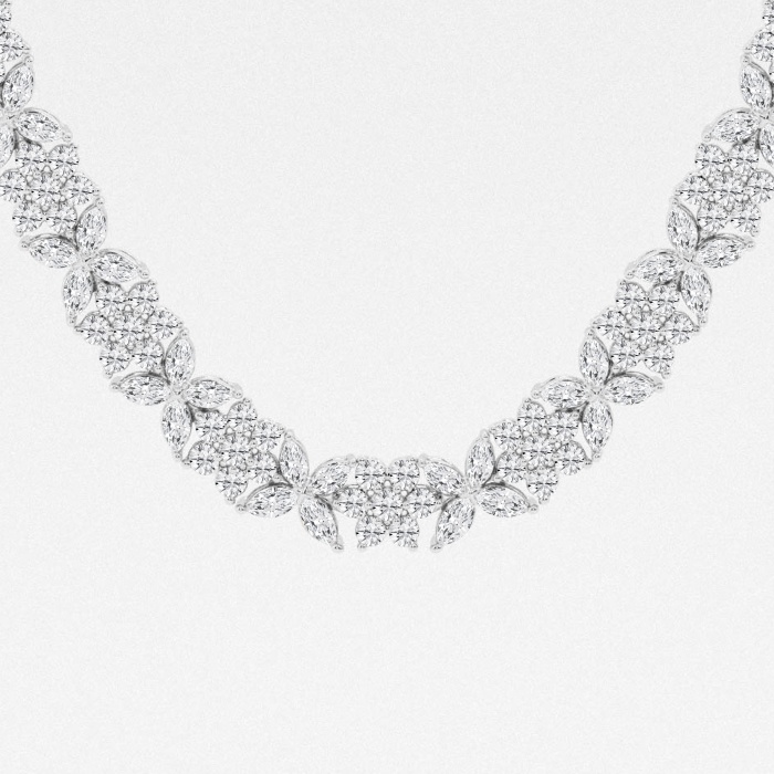 20 ctw Marquise Lab Grown Diamond Floral Tennis Necklace
