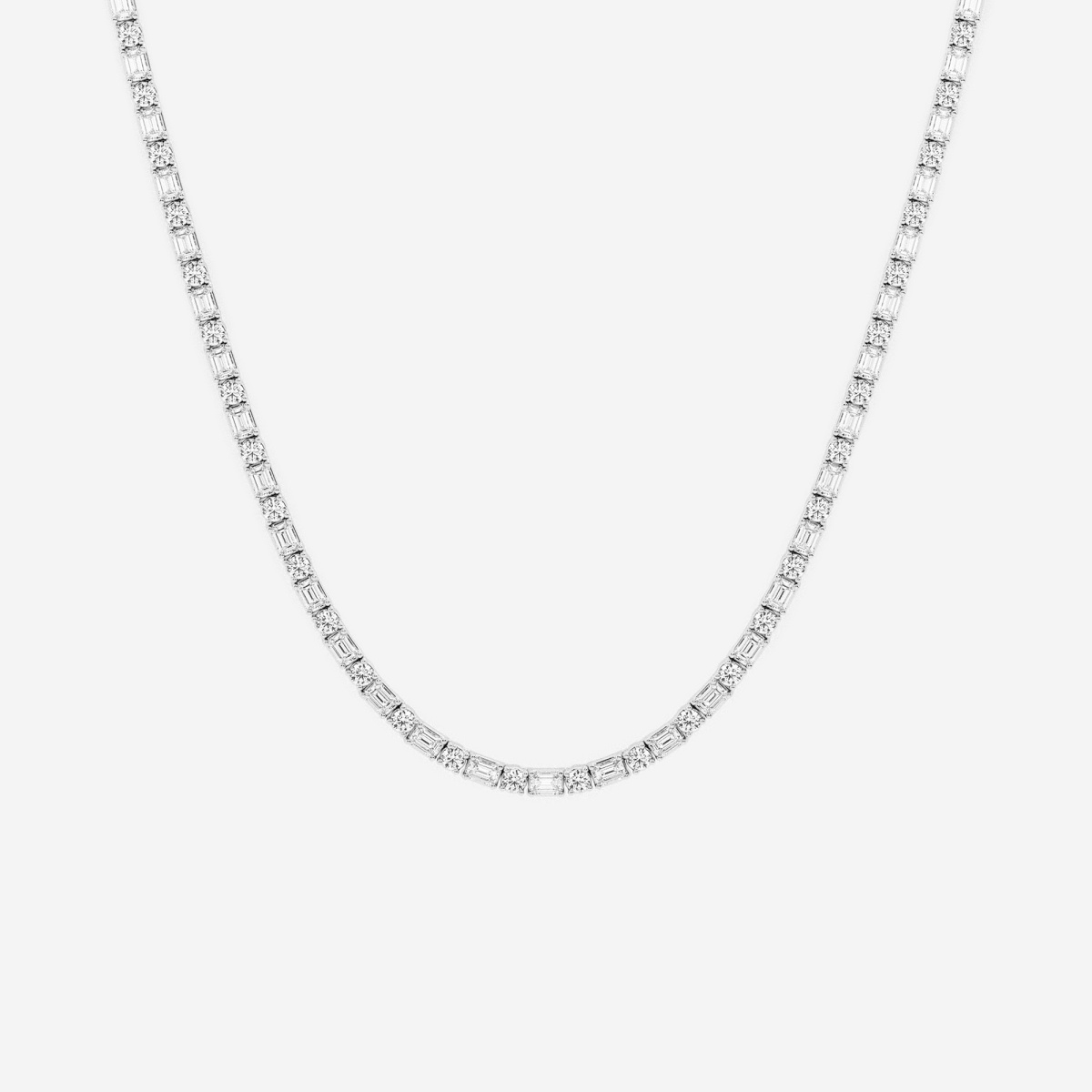 13 1/3 ctw Emerald Lab Grown Diamond Alternating Tennis Necklace