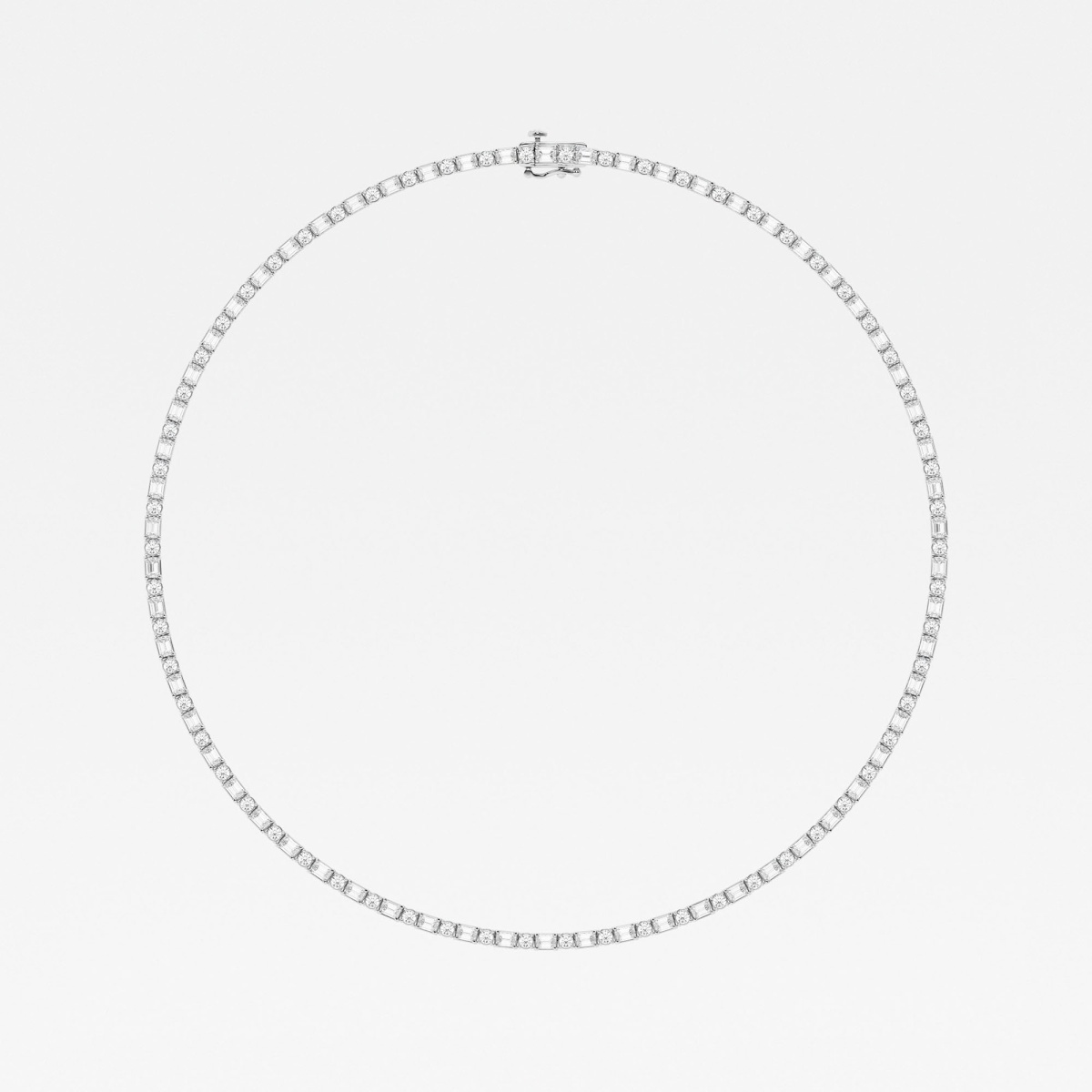 Additional Image 3 for  13 1/3 ctw Emerald Lab Grown Diamond Alternating Tennis Necklace