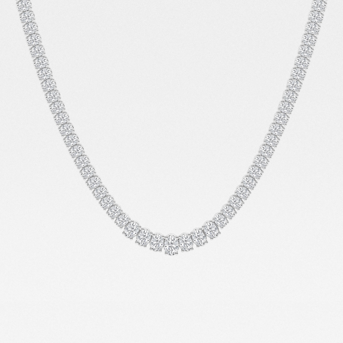 22 ctw Oval Lab Grown Diamond Graduated Tennis Necklace