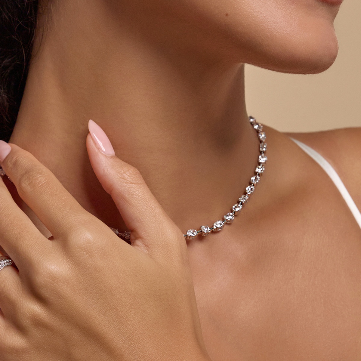 Additional Image 2 for  15 ctw Multi-Shape Lab Grown Diamond Tennis Necklace