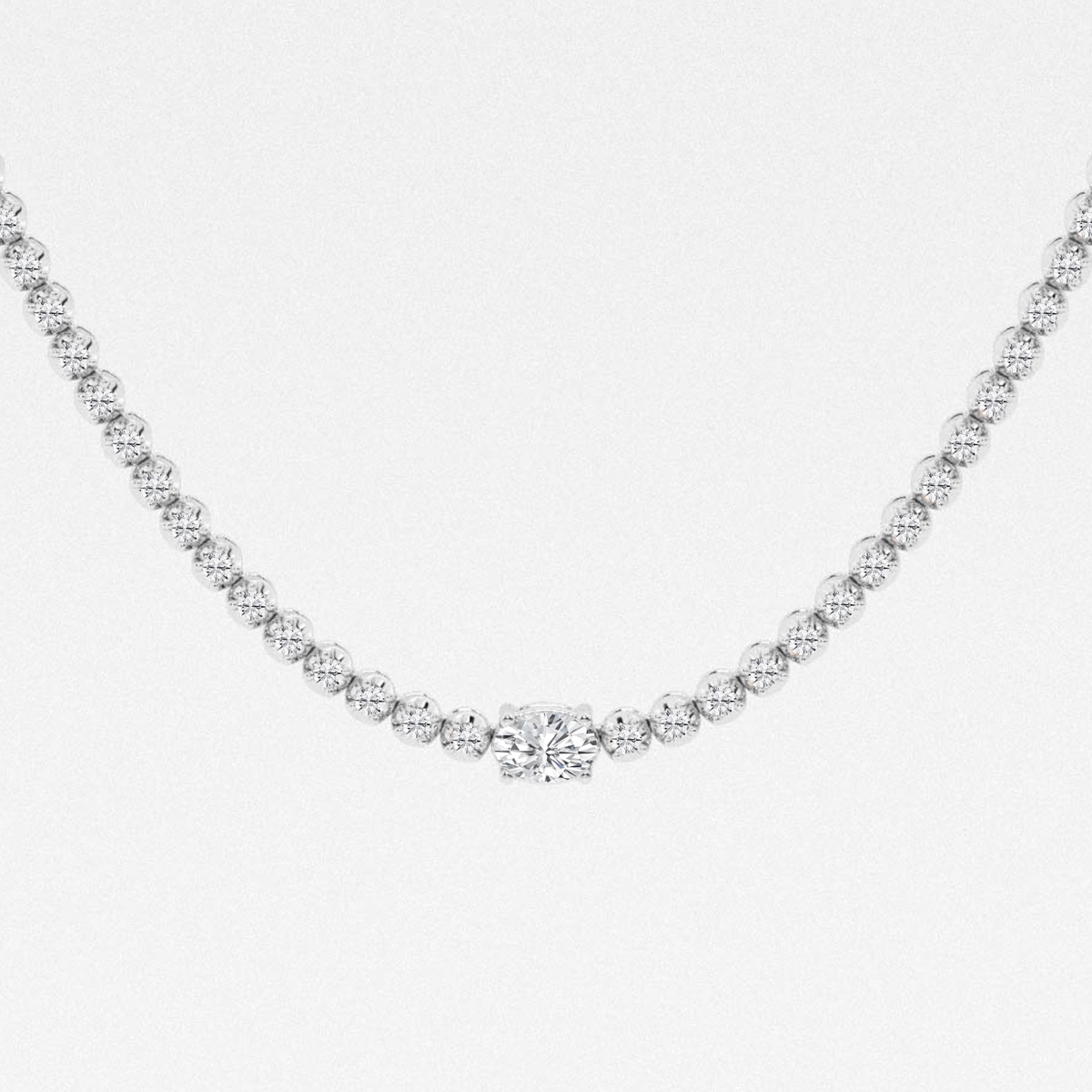 Additional Image 1 for  3 ctw Oval Lab Grown Diamond Single Station Tennis Necklace