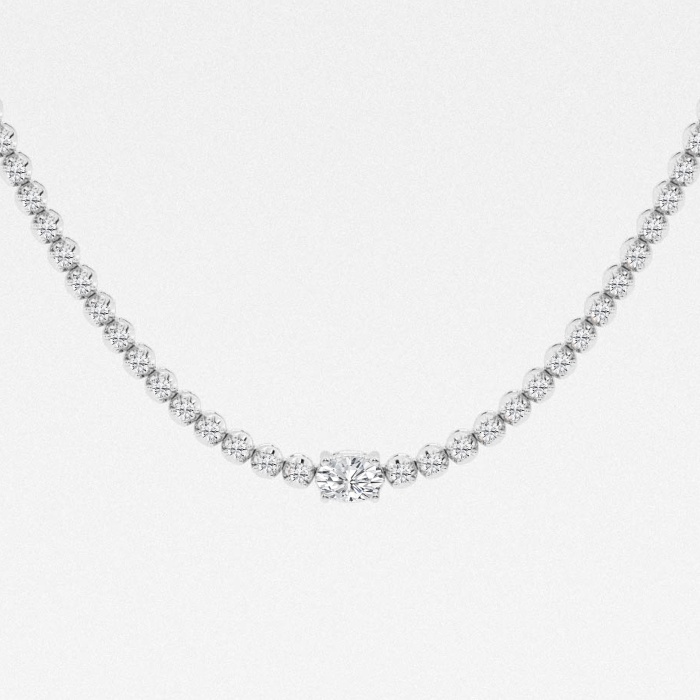 3 ctw Oval Lab Grown Diamond Single Station Tennis Necklace