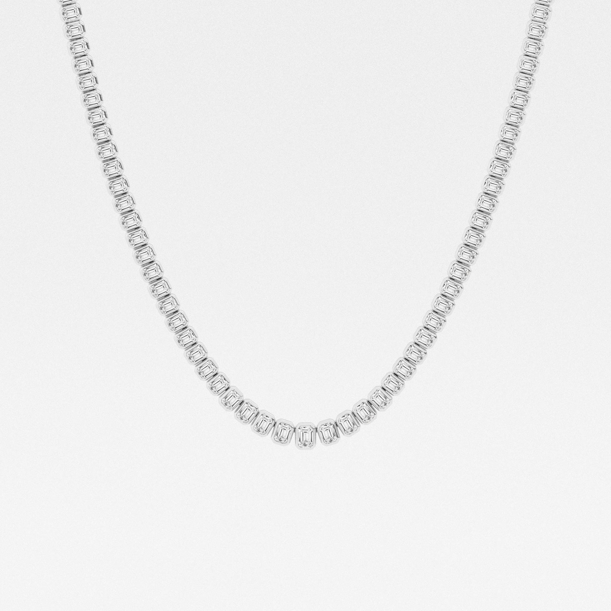16 ctw Emerald Lab Grown Diamond Graduated Bezel Set Tennis Necklace