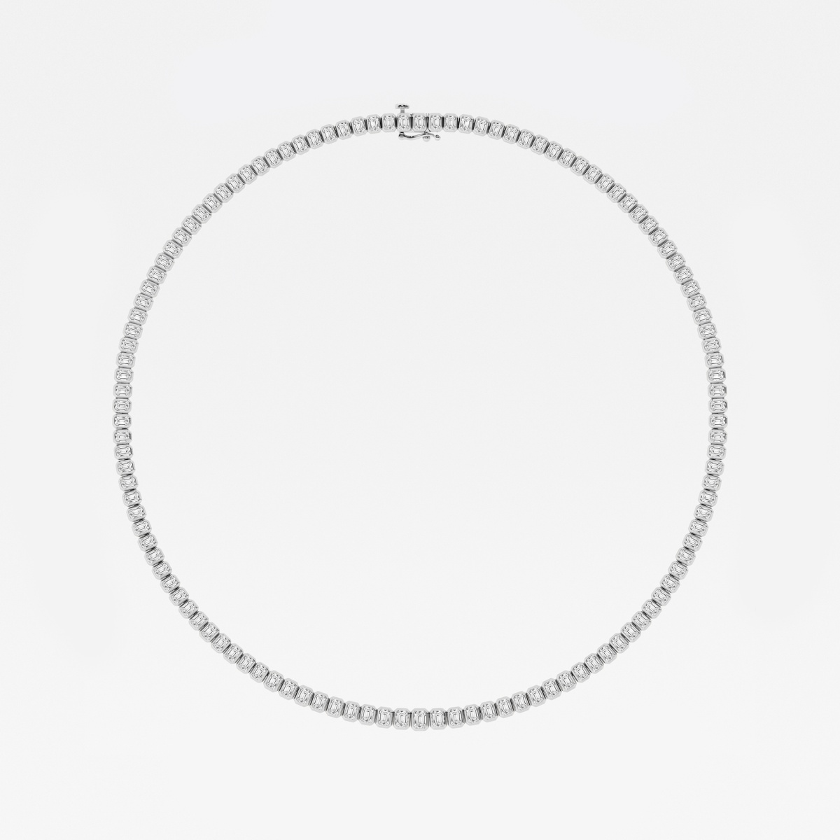 Additional Image 3 for  16 ctw Emerald Lab Grown Diamond Graduated Bezel Set Tennis Necklace