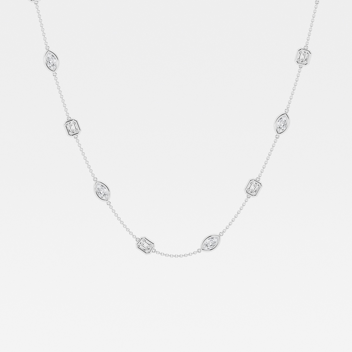 2 7/8 ctw Marquise and Emerald Lab Grown Diamond Station Fashion Necklace