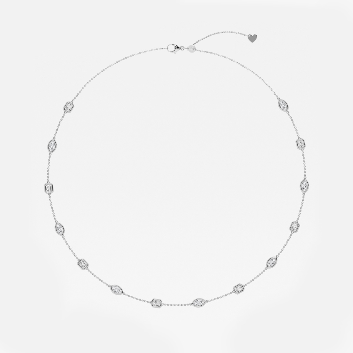 Additional Image 3 for  2 7/8 ctw Marquise and Emerald Lab Grown Diamond Station Fashion Necklace