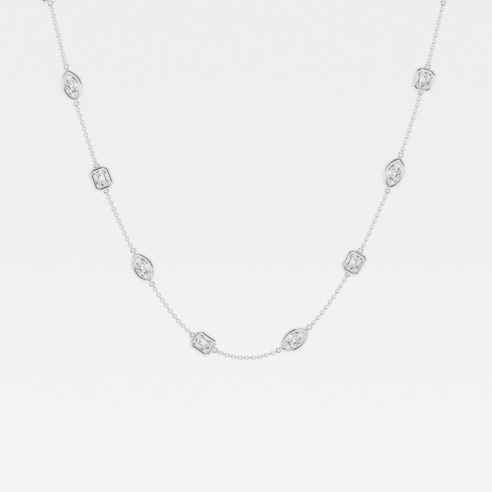 2 7/8 ctw Marquise and Emerald Lab Grown Diamond Station Fashion Necklace