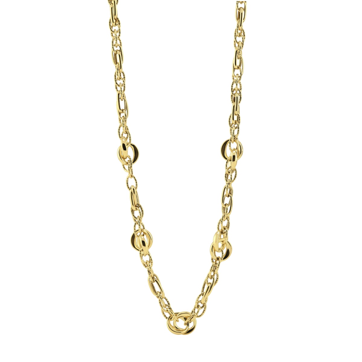 Plain Gold Multiple Inter Link Necklace