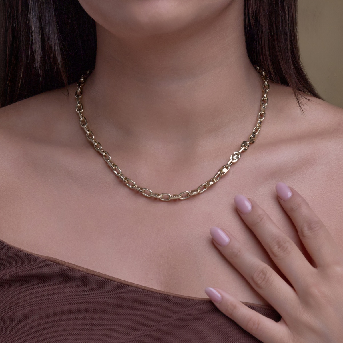 Plain Gold Anchor Link Necklace