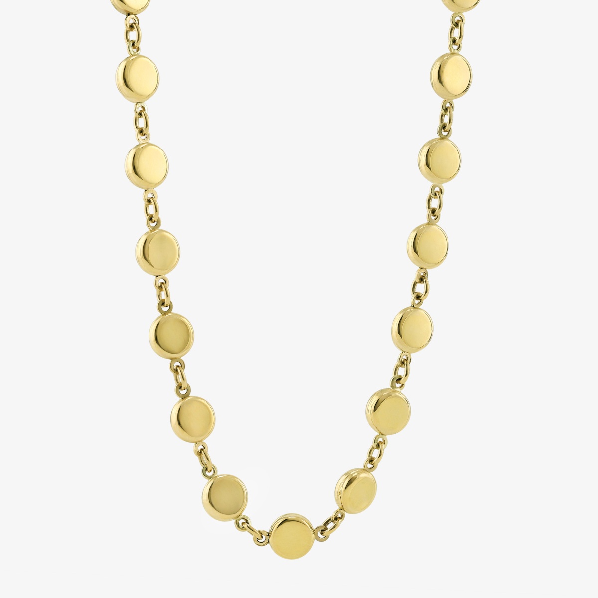 Plain Gold Flat Bead Link Necklace