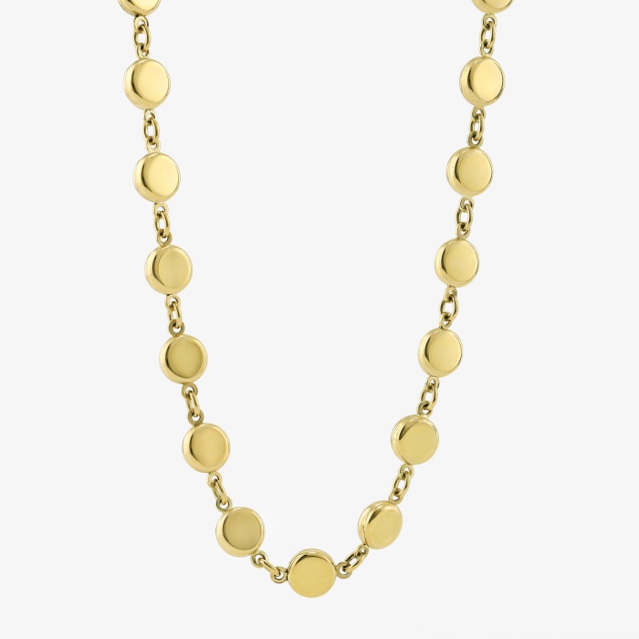 Plain Gold Flat Bead Link Necklace