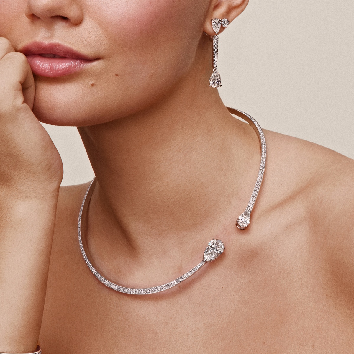 12 ctw Pear Lab Grown Diamond Open Pave Fashion Necklace