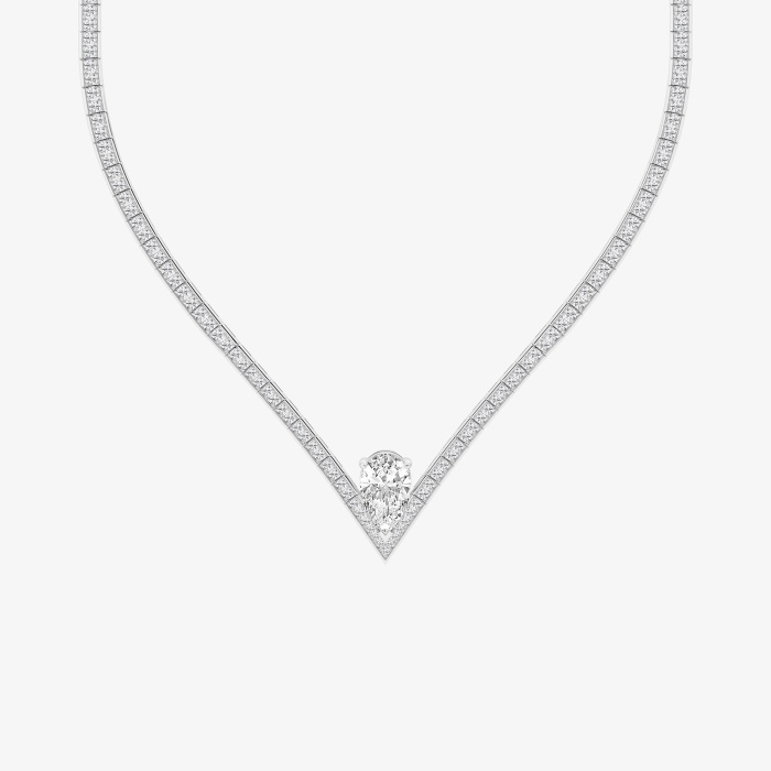 9 ctw Pear Lab Grown Diamond Chevron Fashion Necklace