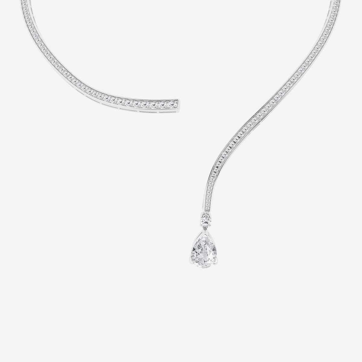 13 ctw Pear Lab Grown Diamond Pave Curve Drop Fashion Necklace