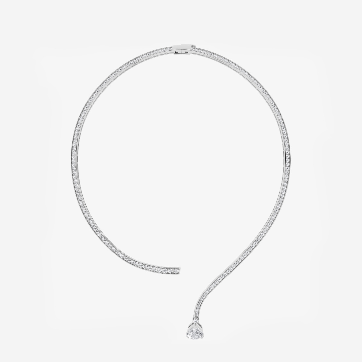 Additional Image 3 for  13 ctw Pear Lab Grown Diamond Pave Curve Drop Fashion Necklace
