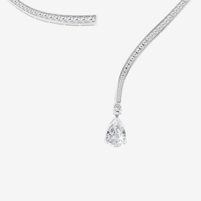 13 ctw Pear Lab Grown Diamond Pave Curve Drop Fashion Necklace