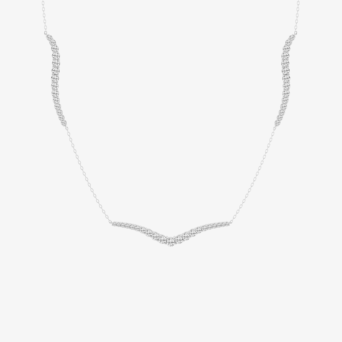 2 ctw Round Lab Grown Diamond Tripple Curve Station Fashion Necklace