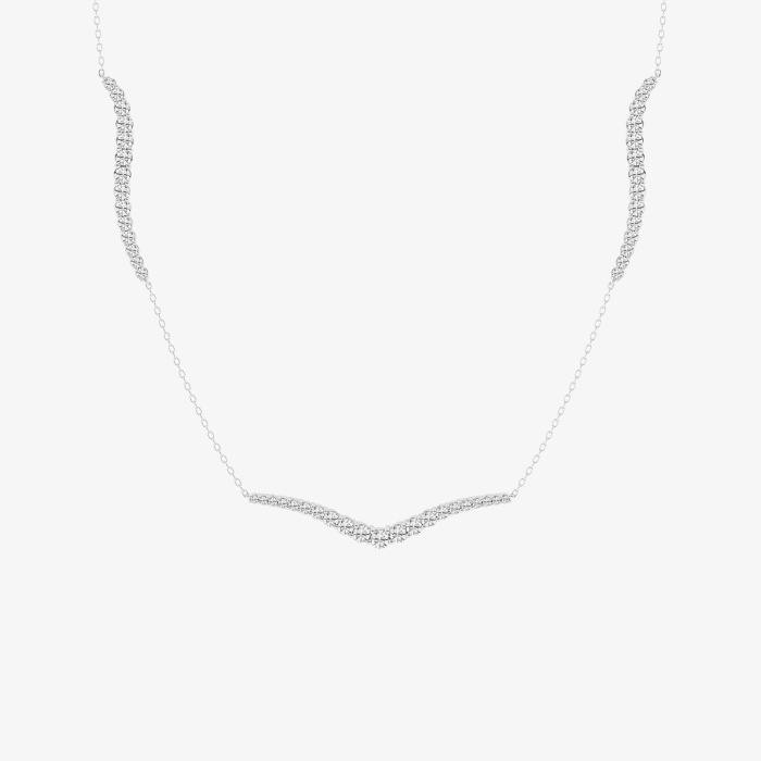 2 ctw Round Lab Grown Diamond Tripple Curve Station Fashion Necklace
