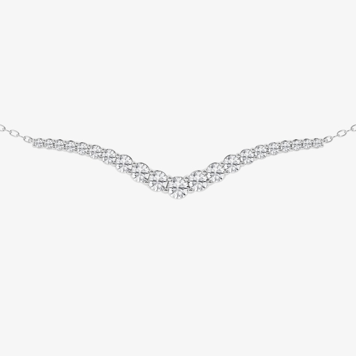 2 ctw Round Lab Grown Diamond Tripple Curve Station Fashion Necklace
