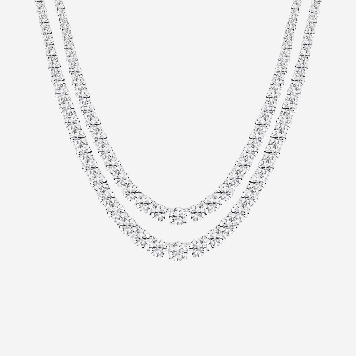 40 ctw Round Lab Grown Diamond Double Row Tennis Necklace