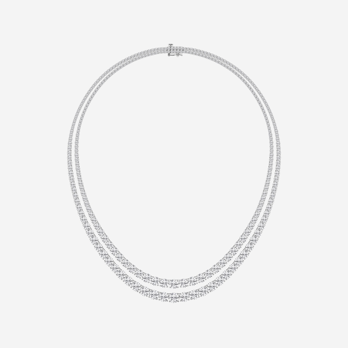 Additional Image 3 for  40 ctw Round Lab Grown Diamond Double Row Tennis Necklace