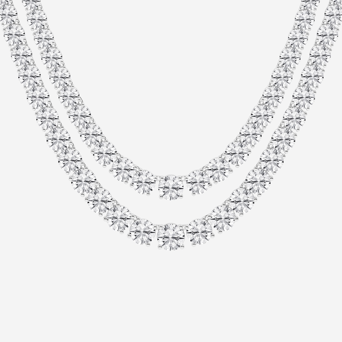 Additional Image 1 for  40 ctw Round Lab Grown Diamond Double Row Tennis Necklace