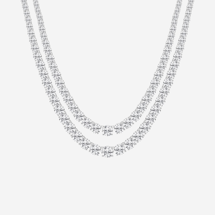 40 ctw Round Lab Grown Diamond Double Row Tennis Necklace