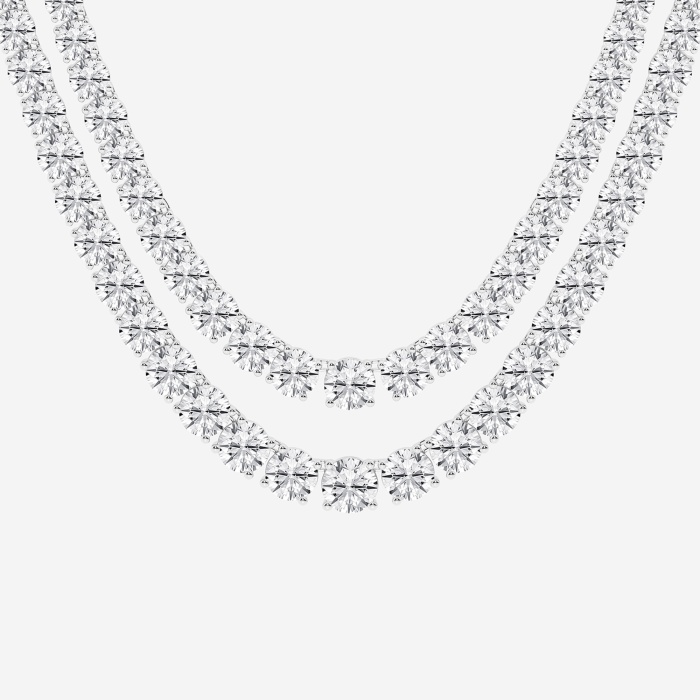 40 ctw Round Lab Grown Diamond Double Row Tennis Necklace