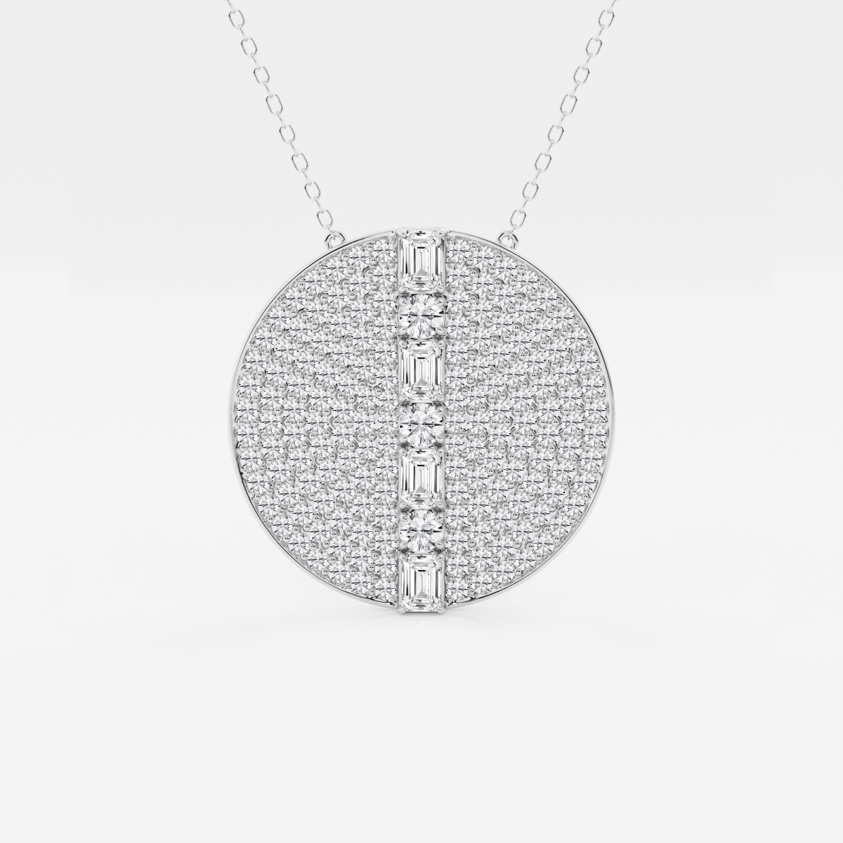 5 2/5 ctw Emerald & Round Lab Grown Diamond 30 mm Disc Fashion Pendant