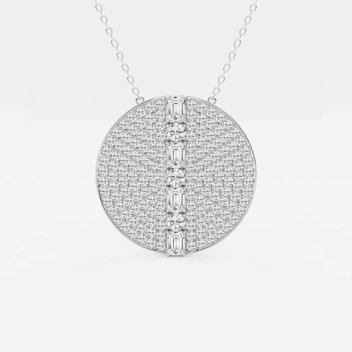 5 2/5 ctw Emerald & Round Lab Grown Diamond 30 mm Disc Fashion Pendant