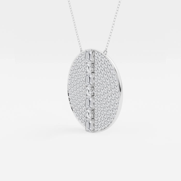 5 2/5 ctw Emerald & Round Lab Grown Diamond 30 mm Disc Fashion Pendant